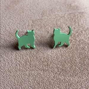 Mint Green Cat Earrings